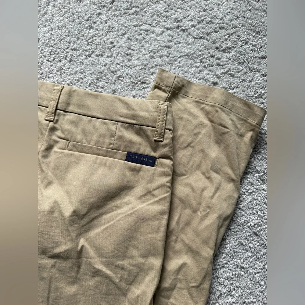 US Polo Assn Kids Khaki Chino Pants with‎ Embroidered Logo Size 7
